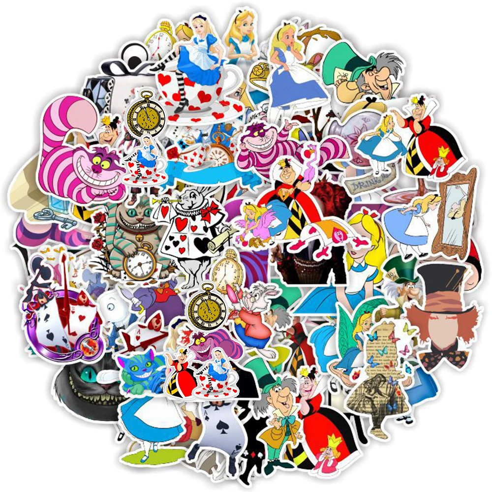 

10/30/50PCS Disney Movie Alice in Wonderland Stickers Kawaii Cartoon Decal Graffiti Laptop Phone Stationery Sticker for Kids Toy