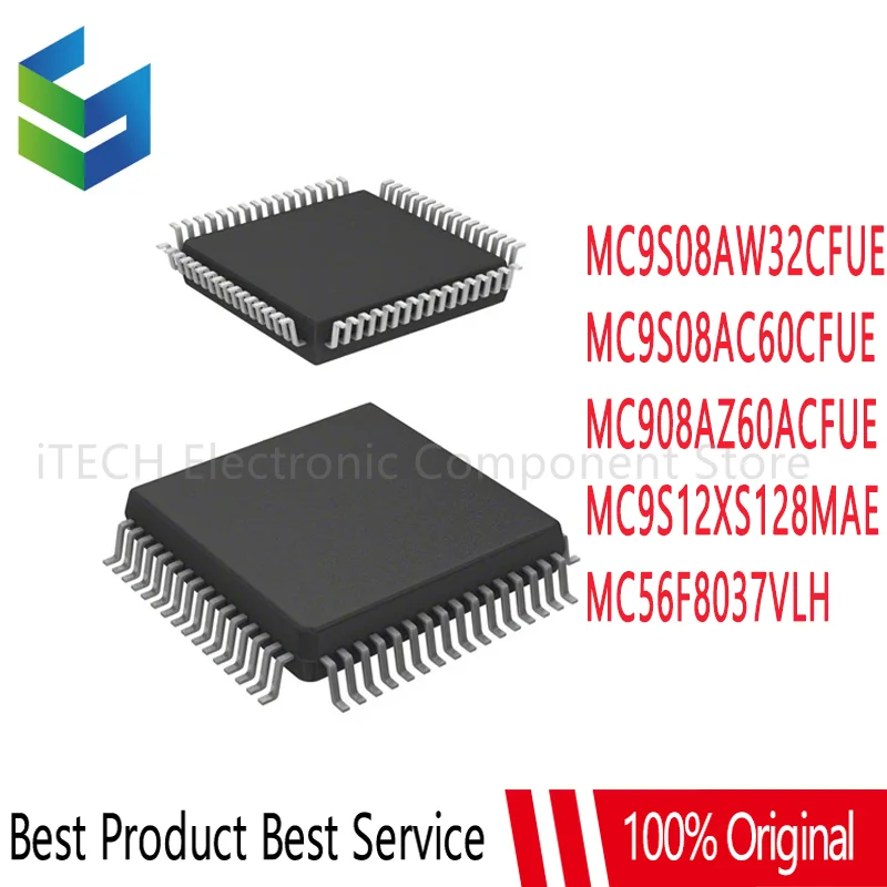 Набор микросхем MC9S08AC60 MC9S08AC60CFUE mc908az60acwas MC9S12XS128MAE MC9S08AW32CFUE MC56F8037VLH QFP-64 IC, 1 шт.