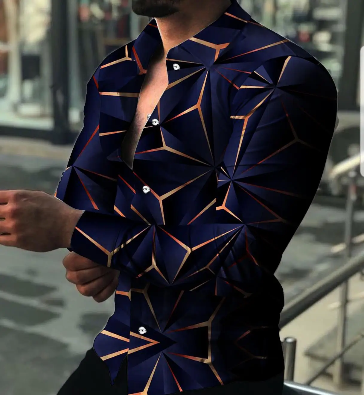 

2022 Spring Autumn Luxury Stripe Multicolor Printed Shirts Men Long Sleeve Casual Dress Shirt Streetwear Social Party Clothes