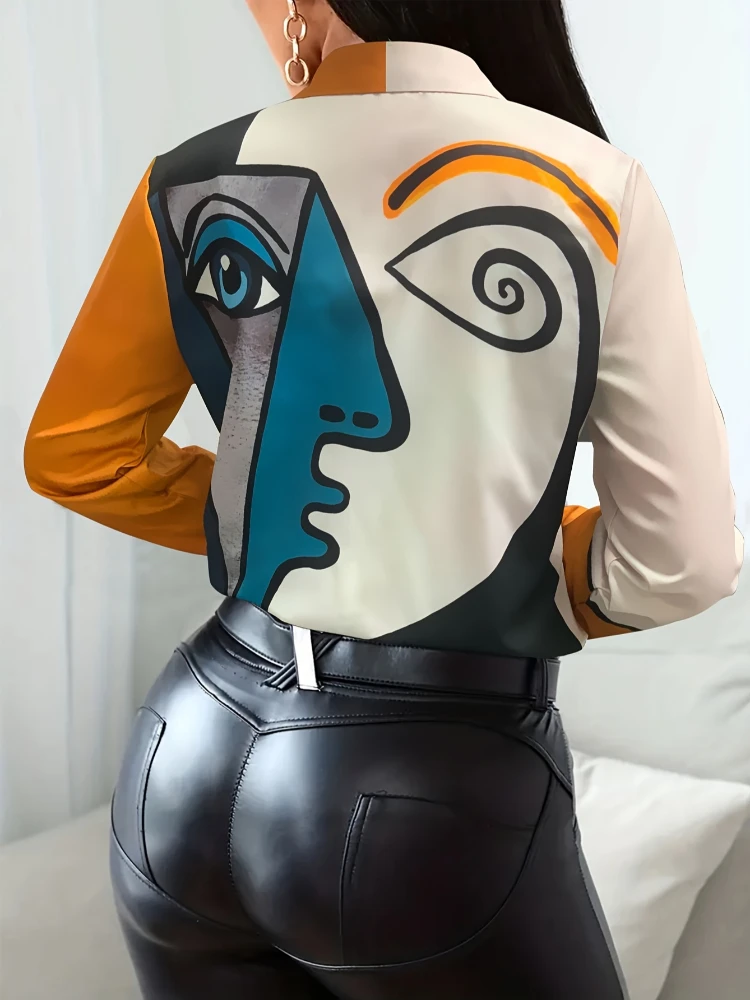 Женская рубашка с длинным рукавом элегантная повседневная Свободная