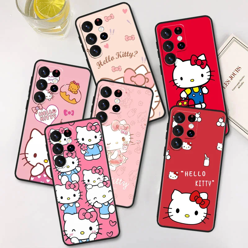 

New Hello Kitty Cartoon For Samsung A91 A81 A73 A72 A71 A54 A53 A52S A51 A42 A41 A34 A33 A21 A31 A23 lite Black Cover