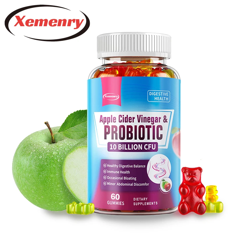 

Probiotics 10 Billion Colony Units with Vitamins & Apple Cider Vinegar To Support Immune & Gut Health 60 Gummies - 30 Day Supply