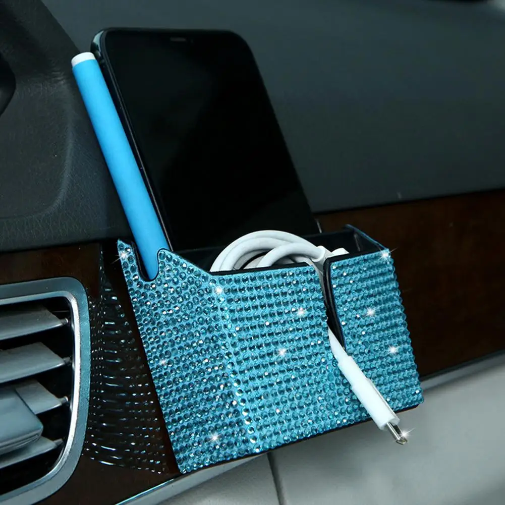 

Non-slip Exquisite Detachable Car Storage Bucket Rhinestones Inlaid Car Storage Box Waterproof for Auto