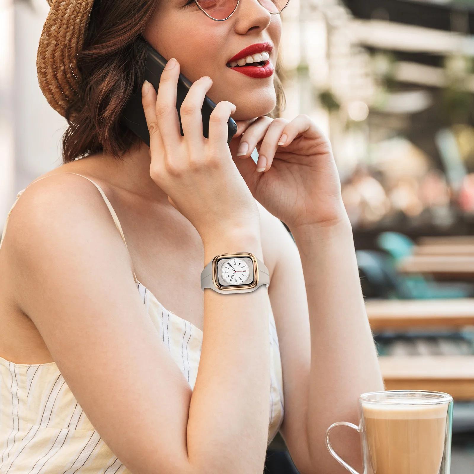 Silicone Watch Strap + Case for Apple Watch Band 38mm 40mm 41mm Sport Bracelet with Protective Case Bumper iWatch 8 se 7 6 5 4