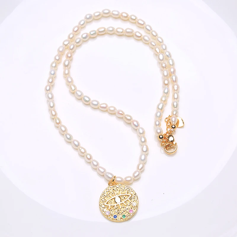 

Подвеска из натурального пресноводного жемчуга глаза дьявола, 3-4 мм, регулируемая подвеска, ожерелье, изящная бижутерия, подарок для женщин...