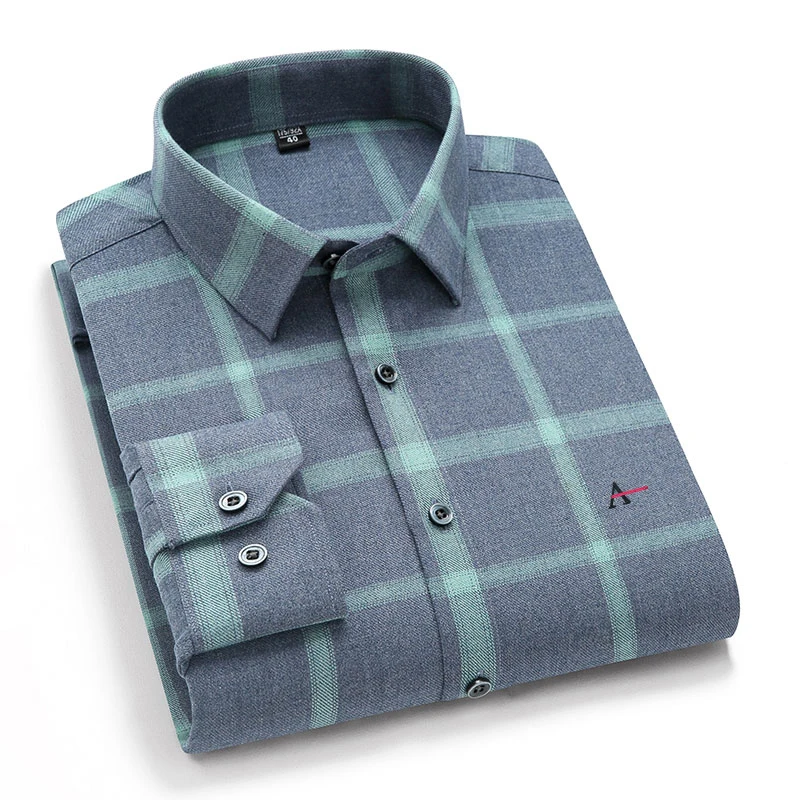 2022 New Long Sleeve Men's Plaid Casual Shirt New Hot Fashion Comfortable Soft Fashion Regular Fit Brushed Checked Shirt