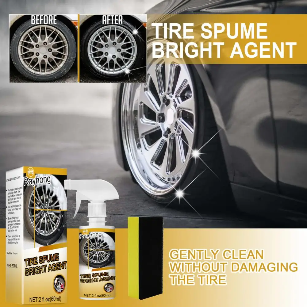 

60ml Tire Shine Easy to Use Long Lasting Car Care Effective Foaming Tire Cleaner Spray for ATV