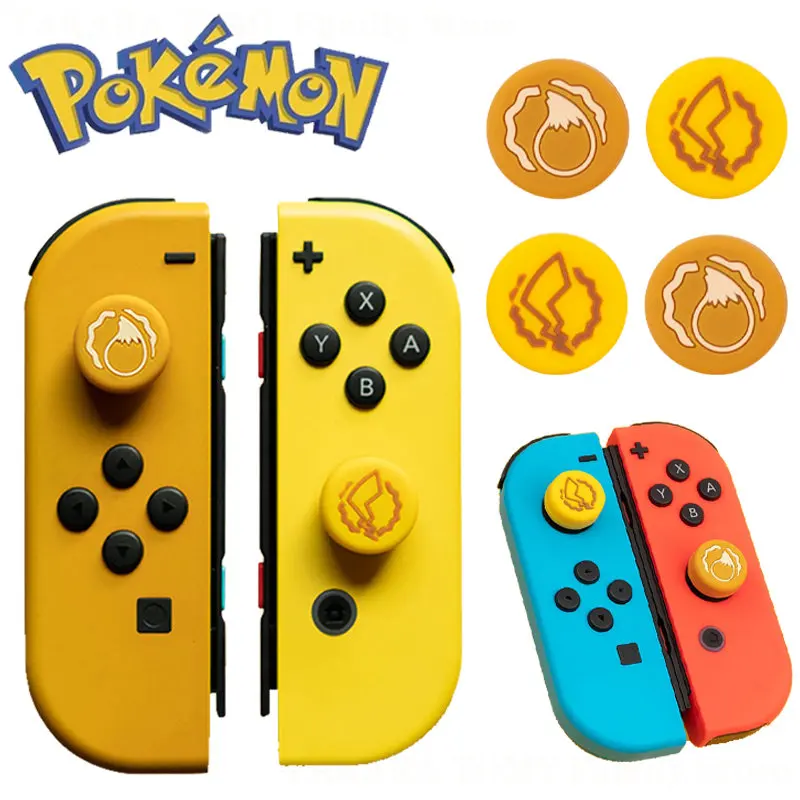 4 шт. Покемон Пикачу переключатель колпачки для Nintendo переключатель OLED Lite Мультяшные силиконовые противоскользящие колпачки для ключей аксессуары для игровых автоматов