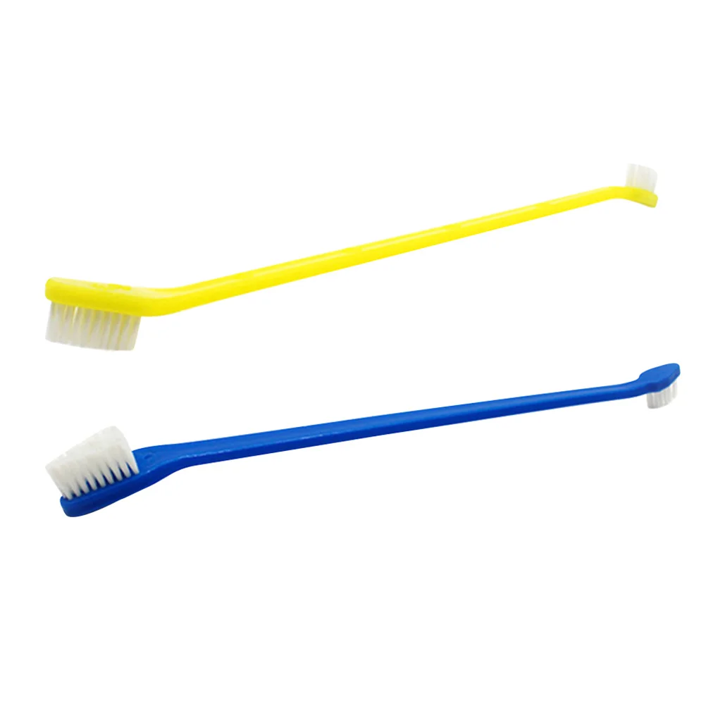 

2-Piece Plastic Safe Nontoxic Pet Cat Dog Clean Teeth Dual End Brush Grooming Tool