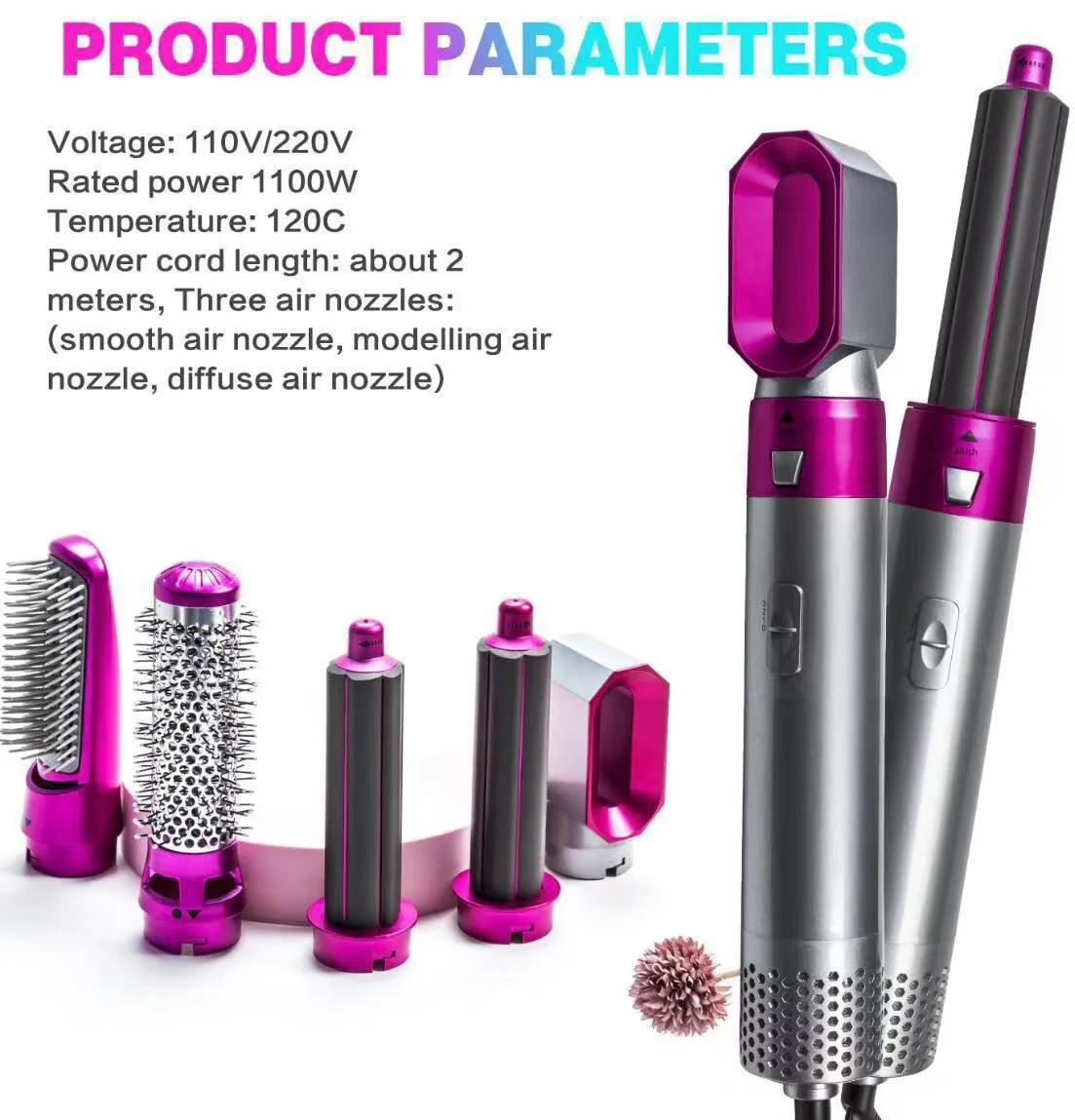 

Электрический фен, щетка 5 в 1, расческа для завивки волос, съемная щетка, Набор бигуди с отрицательными ионами, щипцы для завивки волос