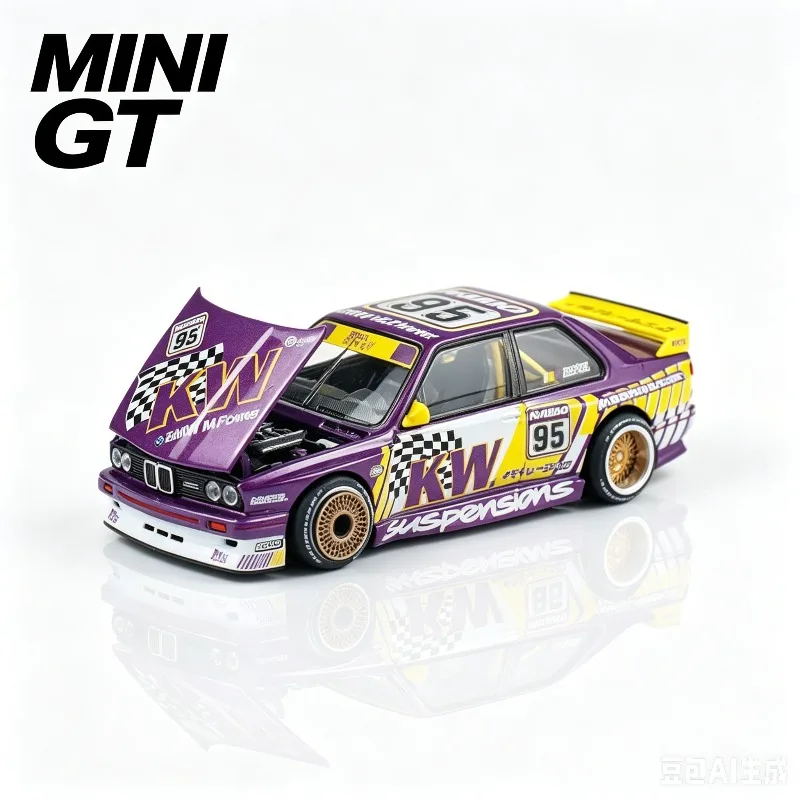 Фото Модель автомобиля MINI GT 1:64 KAIDO 1:64 House BMW M3 E30 Works EF, литая модель из сплава, коллекционные модели для взрослых, игрушки для мужчин. №1