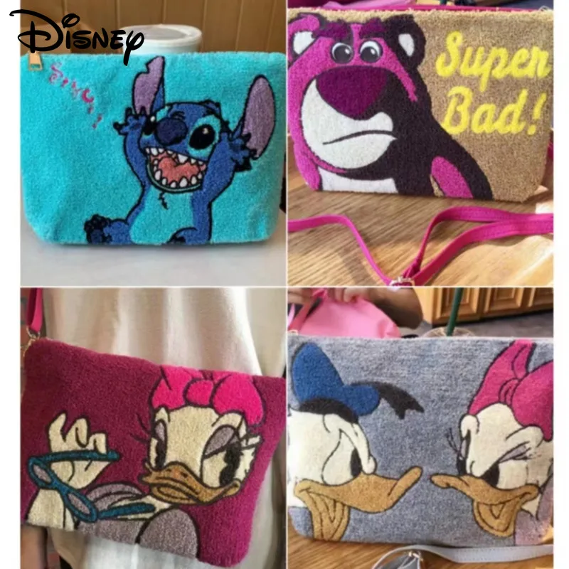 

Disney Donald Lotso Trend Anime Women Crossbody Bags Y2k Fashion Korean Cosmetic Bag Velvet Shoulder Bag Portable Storage Bag