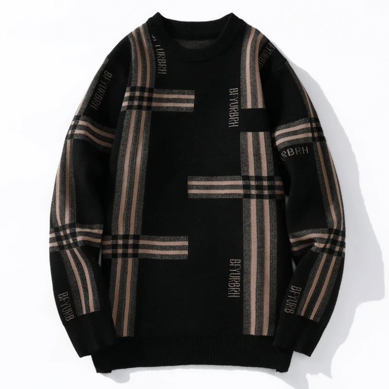 CUMUKKIYP Мужские пуловеры свитера мужская одежда в полоску с круглым вырезом и