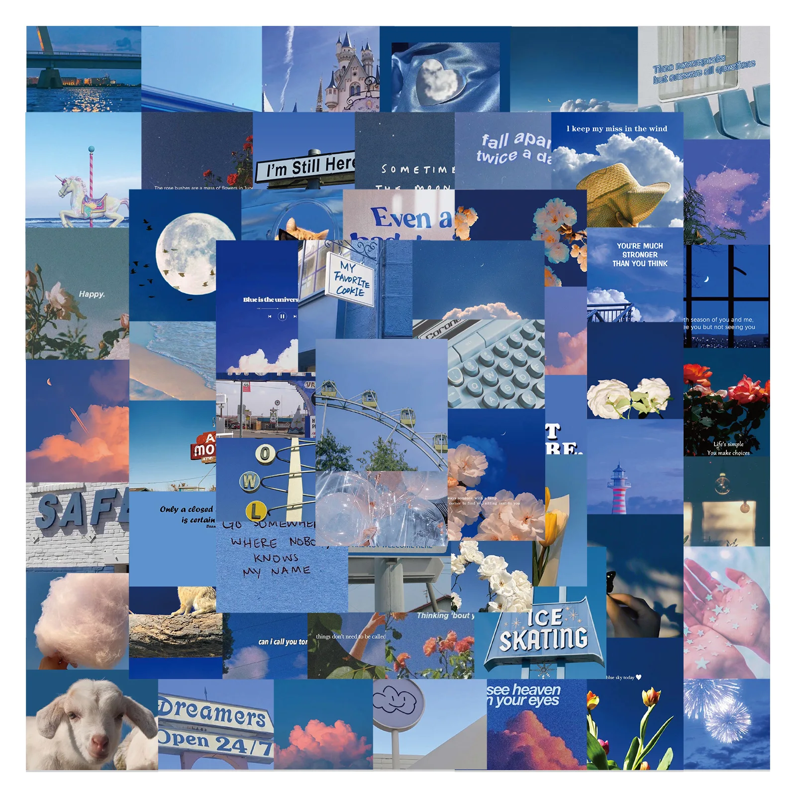 

62PCS Blue Scenery Graffiti INS Style Sticker DIY Notebook Guitar Skateboard Photo Album Scrapbook Suitcase Waterproof Sticker