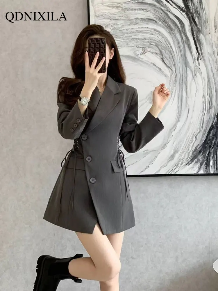 

Dresses for Women 2023 Short Skirt Strap Design Suit Skirt Dresse with Long Sleeves Women's Dresses Chic and Elegant Woman Dress