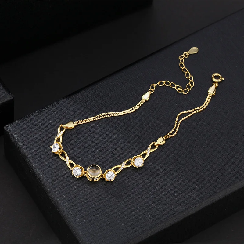 S925 Custom Photo Projection Zircon Bracelet For Girlfriend Wife Gifts 2023 New In Valentine Day Luxury Trendy Romantic Jewelry
