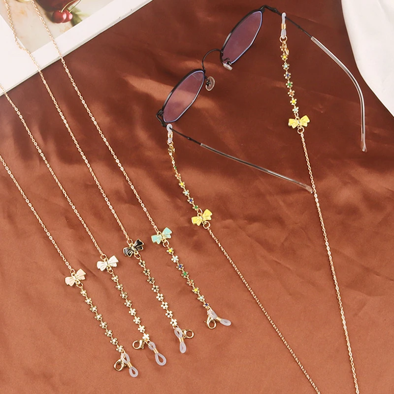 Новинка милая цветная цепочка для очков с бантом Шейная веревка женщин