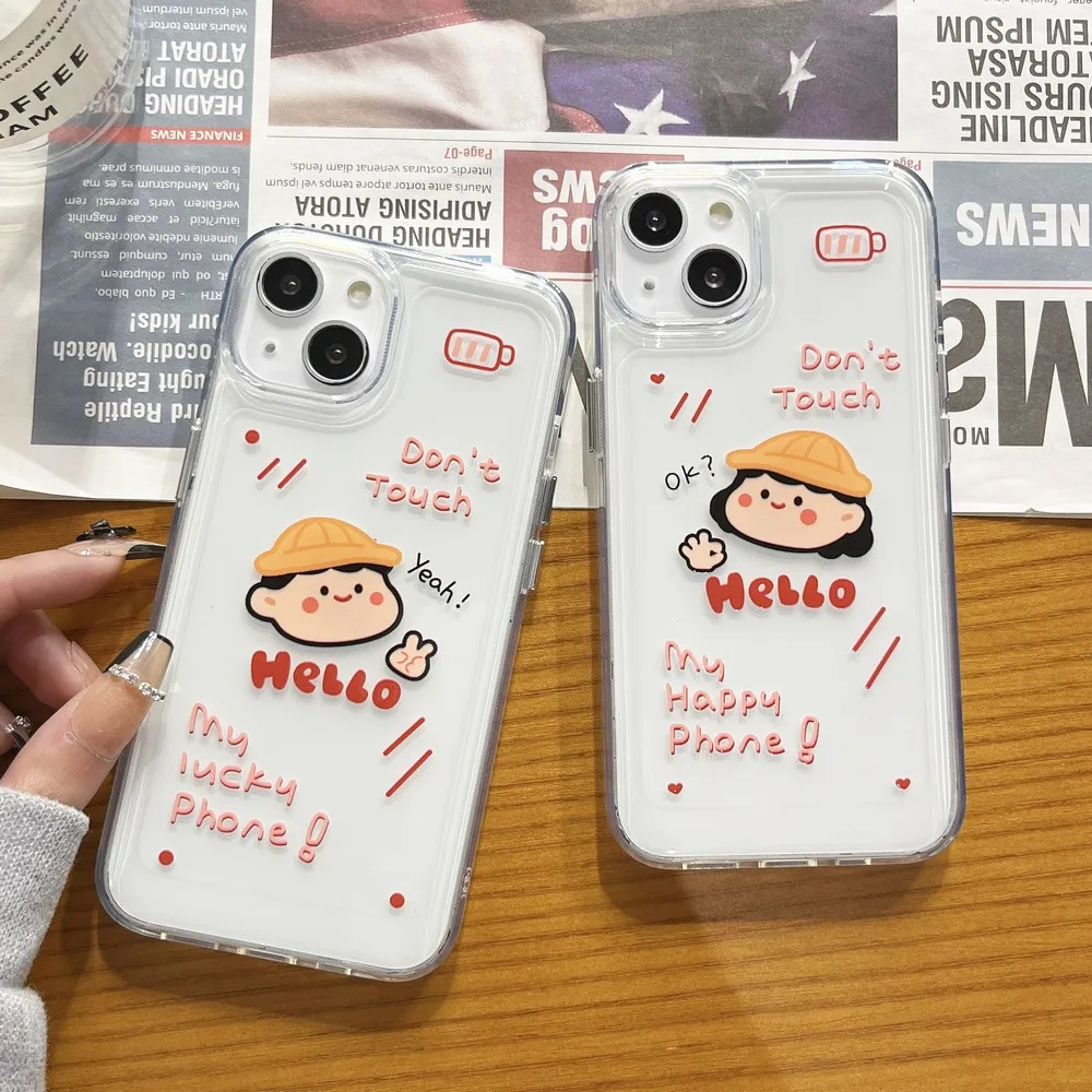 

Boy And Girl Pattern Transparent Phone Case For IPhone11ProMax 11 13ProMax 13 12Pro 12 XS X XR XSMAX 7 8Plus Antiskid Soft Shell