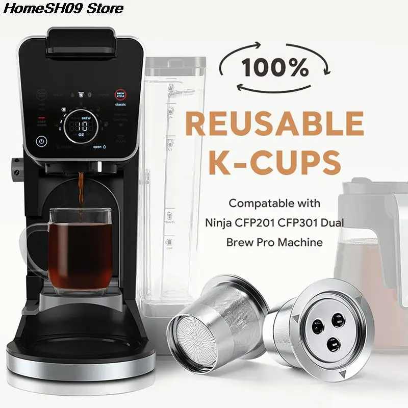 

Кофейный фильтр K-образная чашка из нержавеющей стали, многоразовые кофейные чашки с 3 отверстиями, кофейные капсулы для кофейной машины Ninja