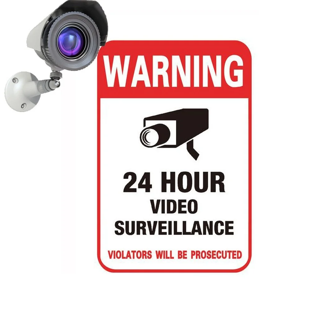 

5Pcs 24H CCTV Video Camera System Warning Sign Wall Sticker Surveillance Monitor Decal Public Area Home Security Supplies