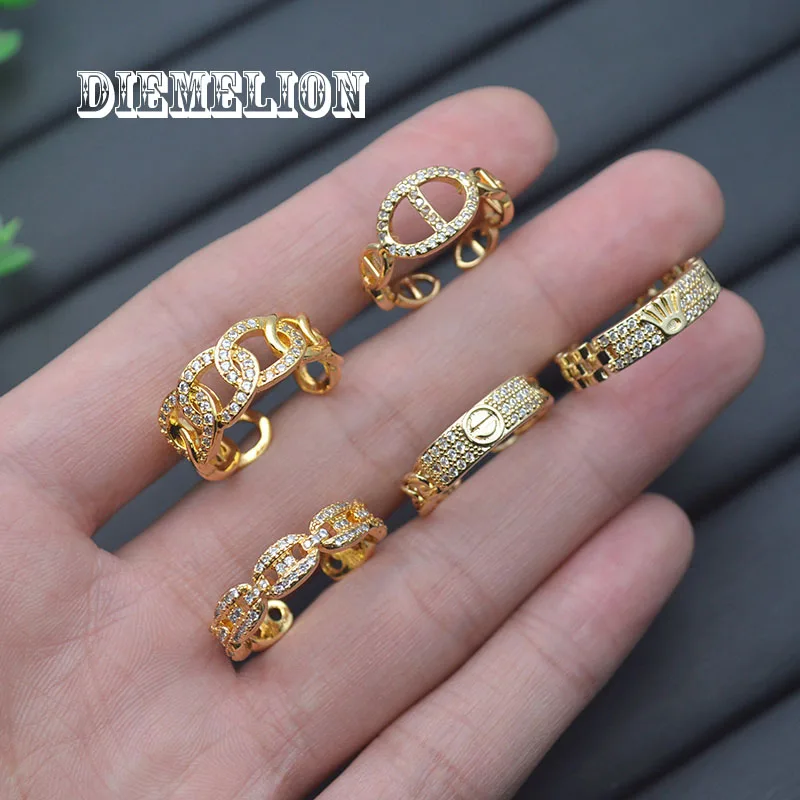 

10 шт., новые классические открытые кольца с цирконом для женщин, Необычные кольца для свадебной вечеринки