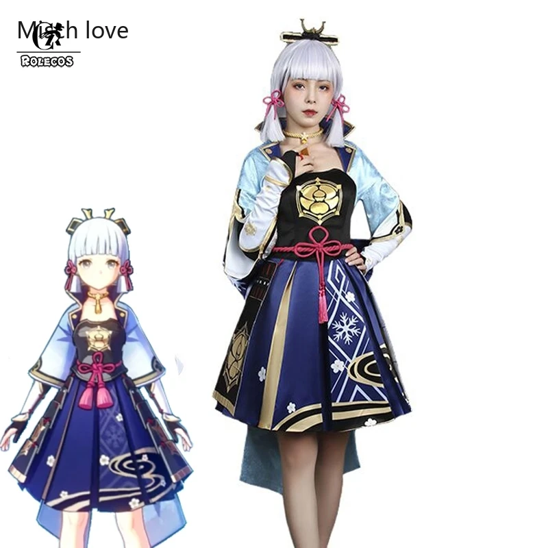 

ROLECOS игра Genshin Impact Kamisato Ayaka Косплей Костюм Kamisato Ayaka косплей для женщин наряд платье Хэллоуин полный комплект