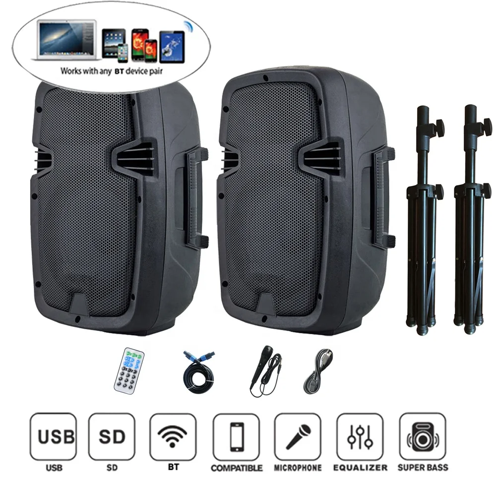 800 Вт 2-полосная акустическая система PA 2x8 дюймов профессиональная аудиосистема BT