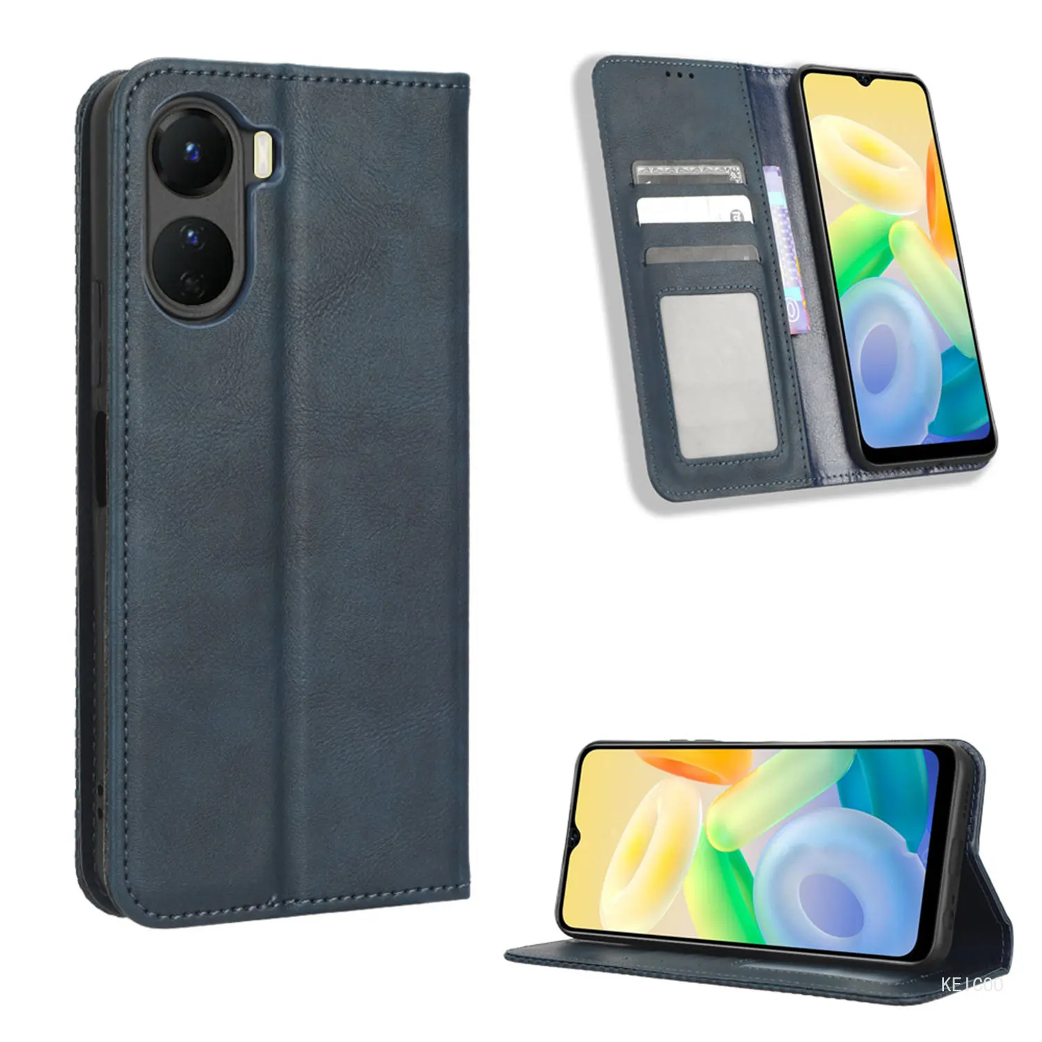 

Etui Stand Holder Anti-fall Housing for VIVO Y35M Y16 Y78 IQOO Z7i 5G V2230EA Magnetic Flip Cover Leather Case Card Slot Wallet