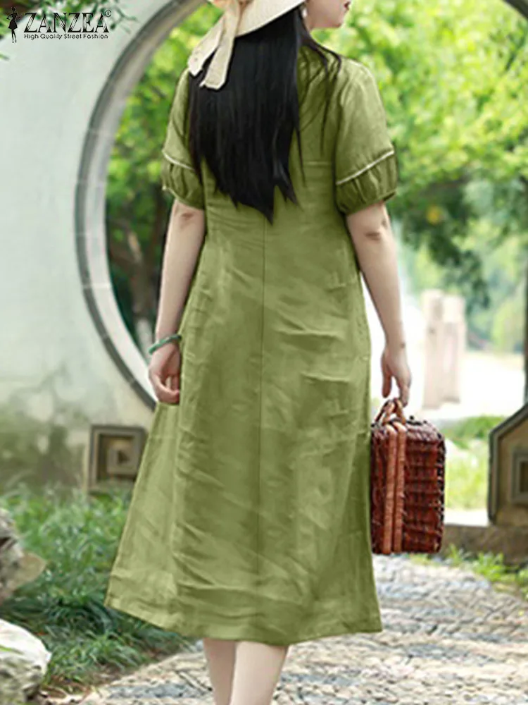 Платье ZANZEA женское с пышными рукавами