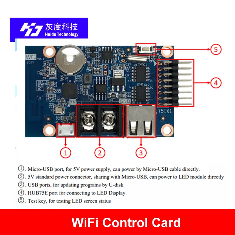 HD-WF1 WF1 асинхронный 640 Вт * 32 ч пикселей 1 HUB75 RGB 7 цветов маленький светодиодный