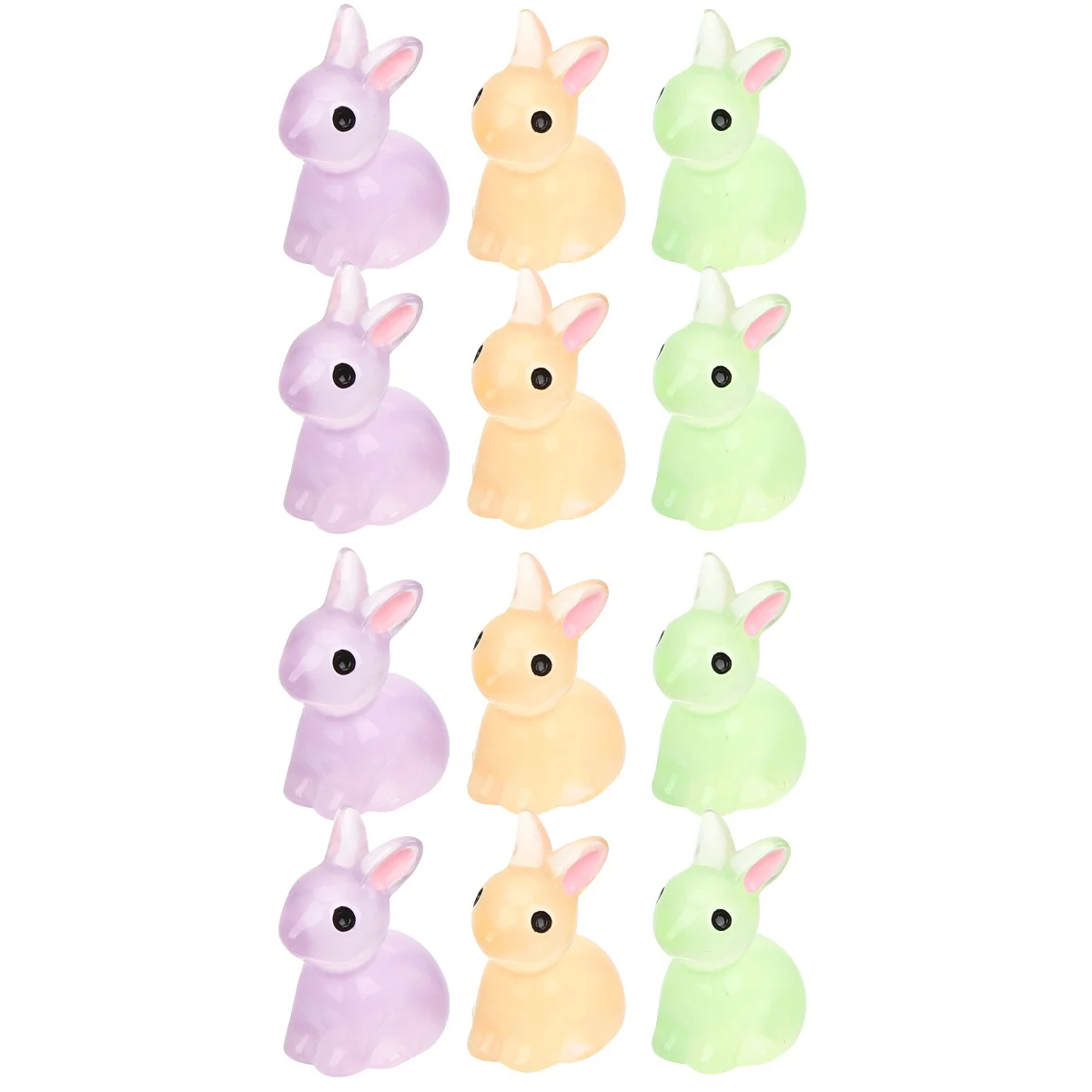 

36 pcs Tiny Miniature Micro Landscape Exquisite Resin Luminous Bunny Statue Moss Rabbit Models Luminous Rabbit Charms