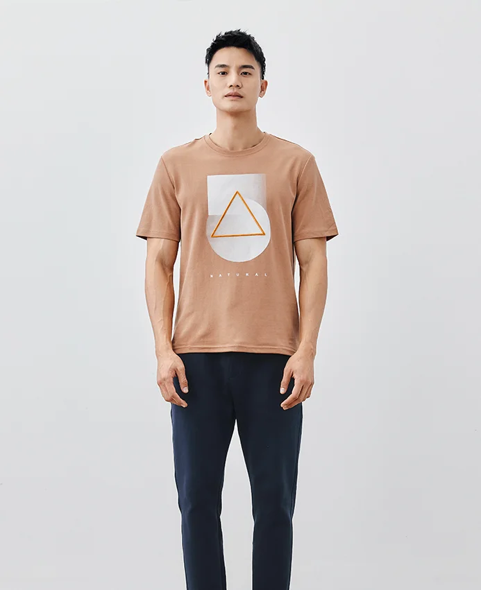 

V7576- Summer new men's short sleeved T-shirt American fashion printed round neck T-shirt.