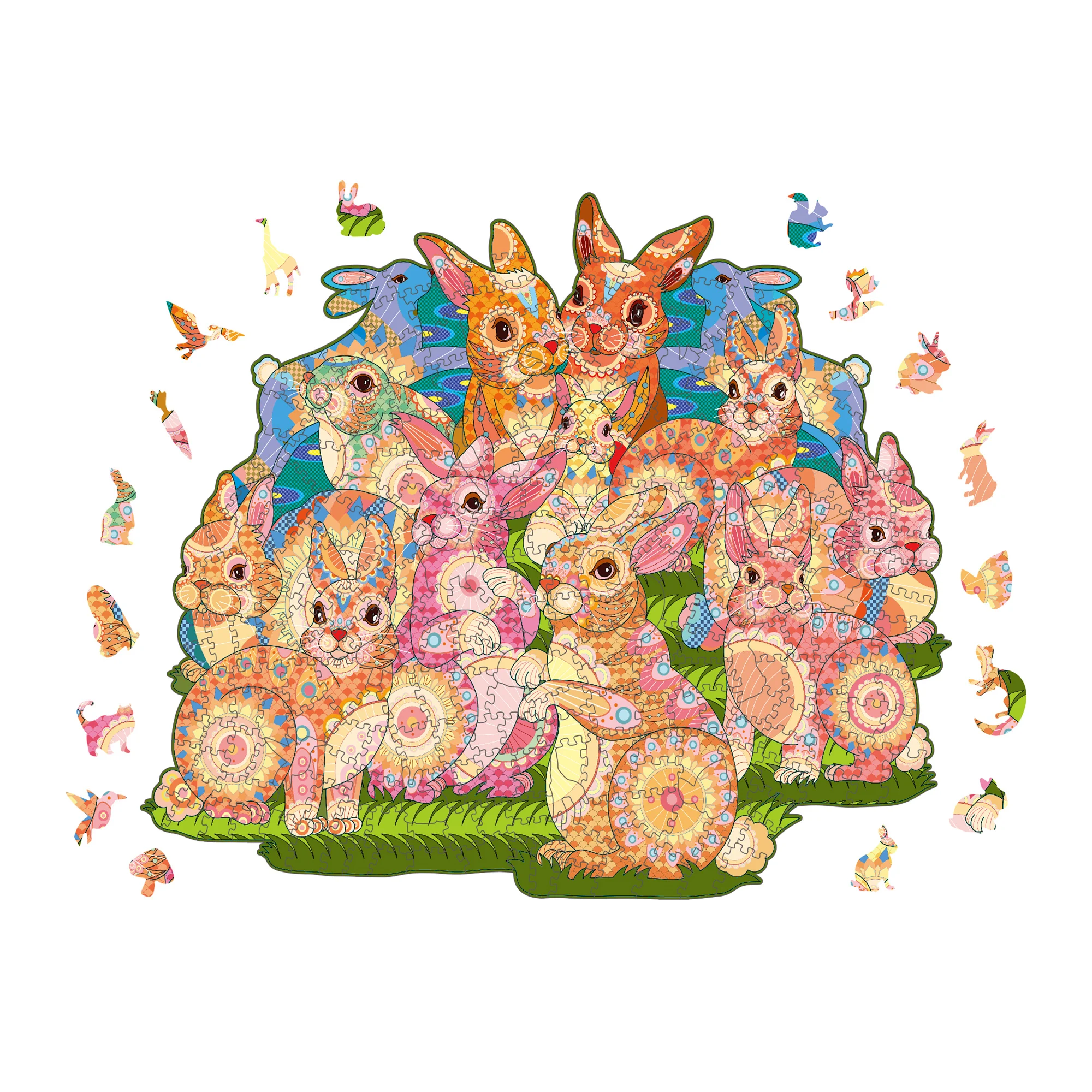 

Wooden Jigsaw Puzzles For Adults Unique Shaped Jigsaw Pieces Children DIY Gift for Kids Wooden Puzzle Easter Rabbit Pattern