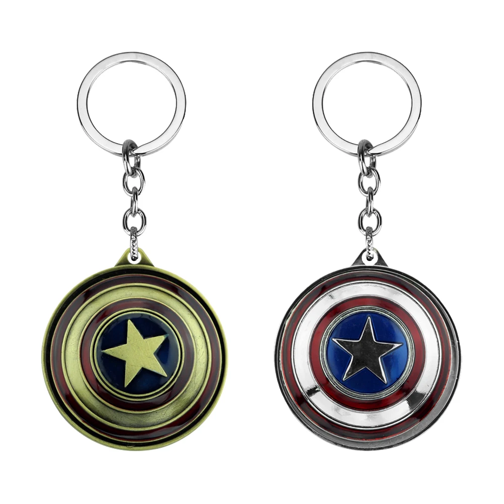 

Marvel The Avengers Superhero Keychain New Revolving Captain America Shield Car Key Chain Men Metal Pendant Keyring