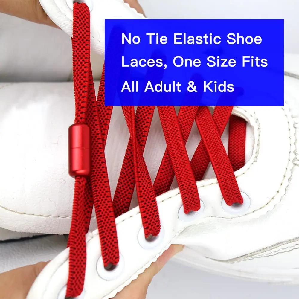 4 Pairs Elastic No Tie Shoe Laces with 4 Colors Tieless Shoelaces One Size Fits All Adult and Kids