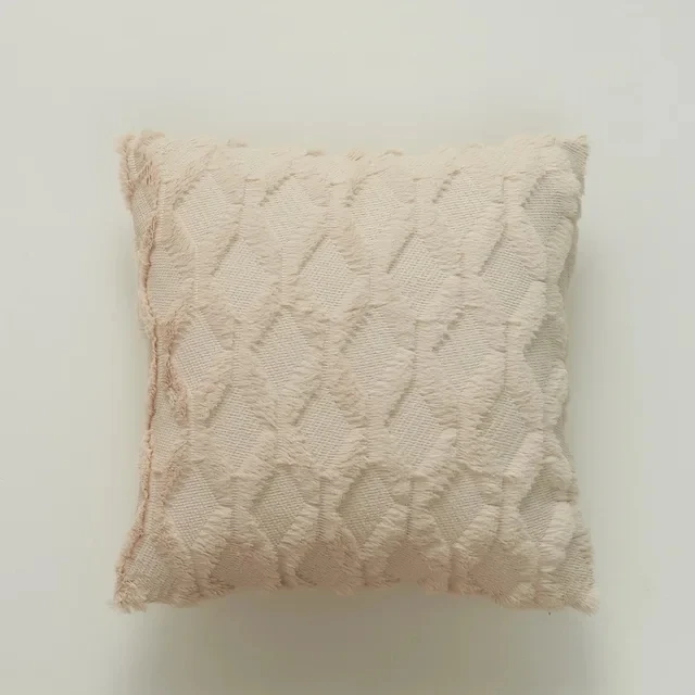 

Декоративная наволочка 45x45, белый розовый, пушистая, полиэстер