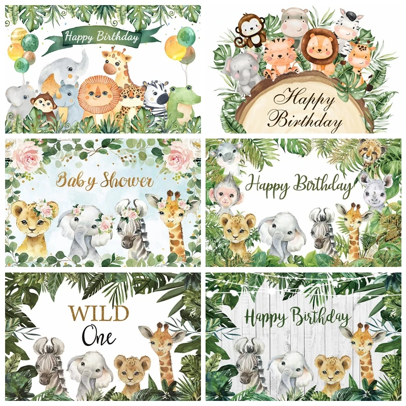 

Safari Jungle Baby Birthday Backdrop Newborn Baby Shower Party Decor Portrait Photography Background Photographic Studio Shoots