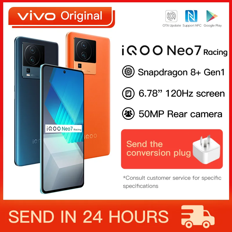 Original VIVO iQOO Neo7 Racing Edition 5G Mobile Phone 6.78 Inch Snapdragon 8+  120W SuperFlash Charge 50M Triple Camera NFC