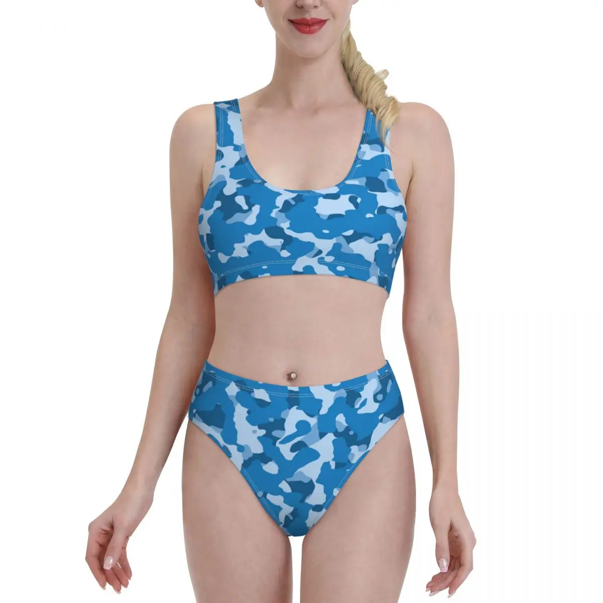 

Bikini Sets for Women High Waisted Bathing Suits Floral Print Scoop Neck 2 Piece Swimsuit 524036487