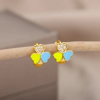stainless steel sweet wreath earrings ladies lucky colorful drip heart earrings elegant birthday jewelry gifts