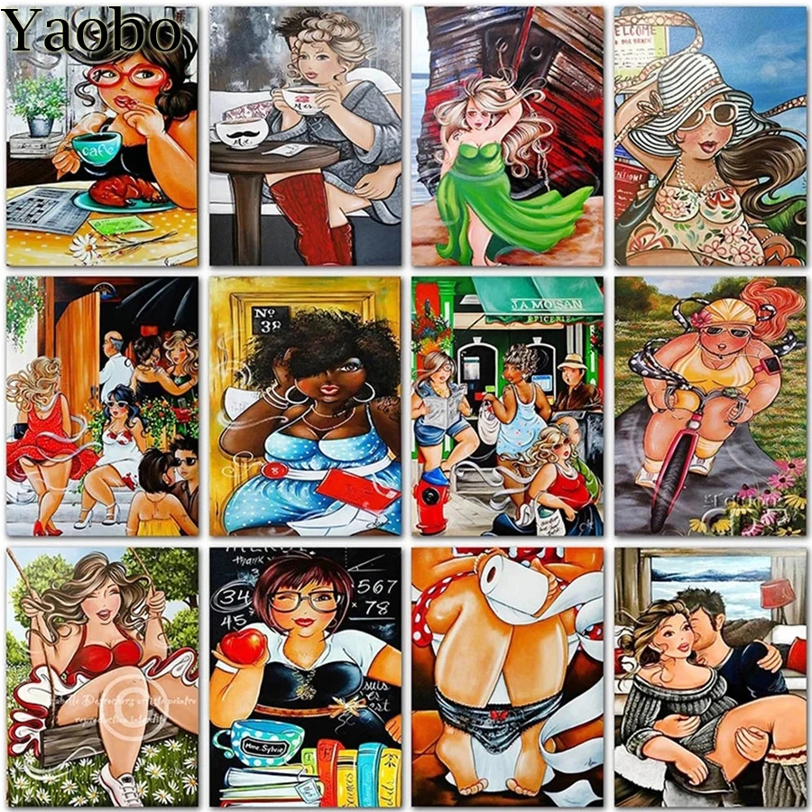 

Cartoon Sexy Fat Ladies Diamond Painting Mosaic Picture of Rhinestones 5D DIY Diamond Embroidery 3D Cross Stitch Home Decor Gift