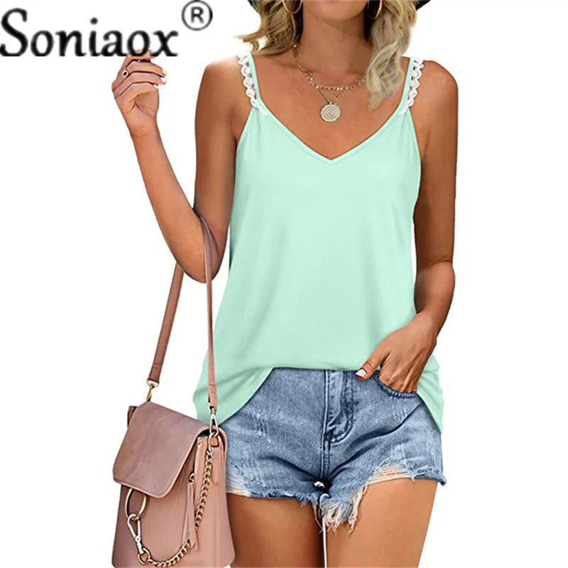 Майка женская Свободная однотонная с V-образным вырезом пикантная рубашка в