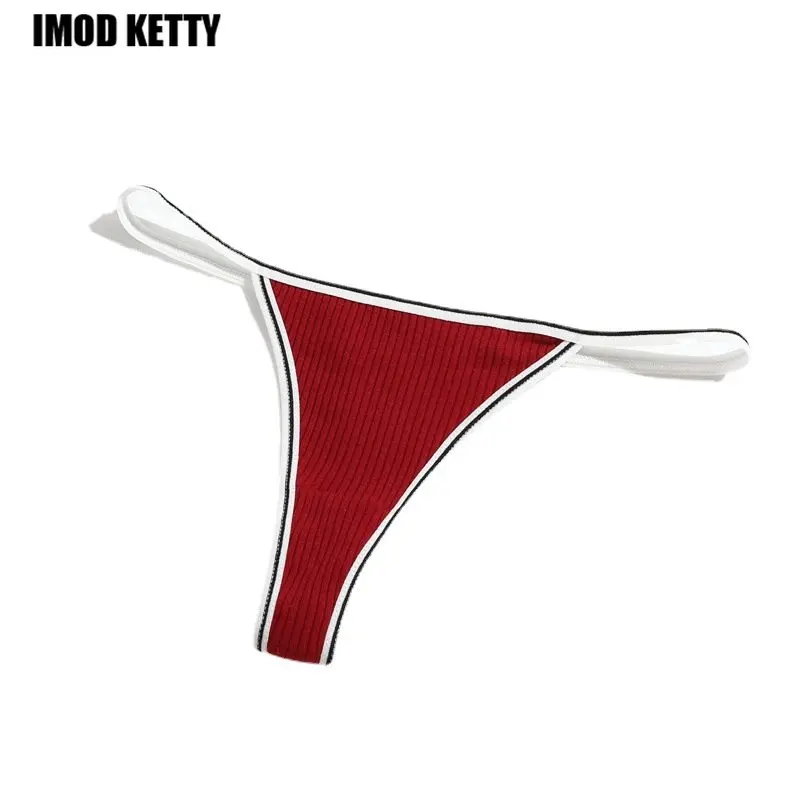 

Трусики-бикини женские в рубчик с заниженной талией, простые мягкие удобные хлопковые стринги, пикантное бесшовное нижнее белье