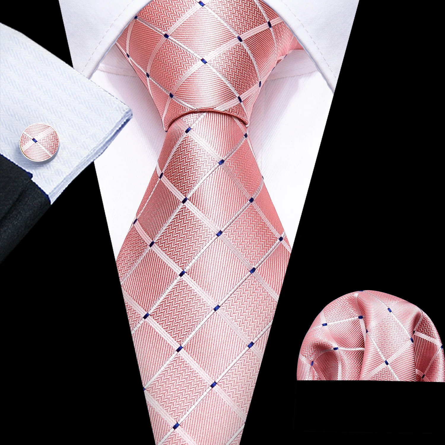 

Fashion Purple Plaid Novelty Men Silk Necktie Brooches Men Tie Handkerchief Cufflinks Sets Men Gift Barry.Wang Designer FA-5863