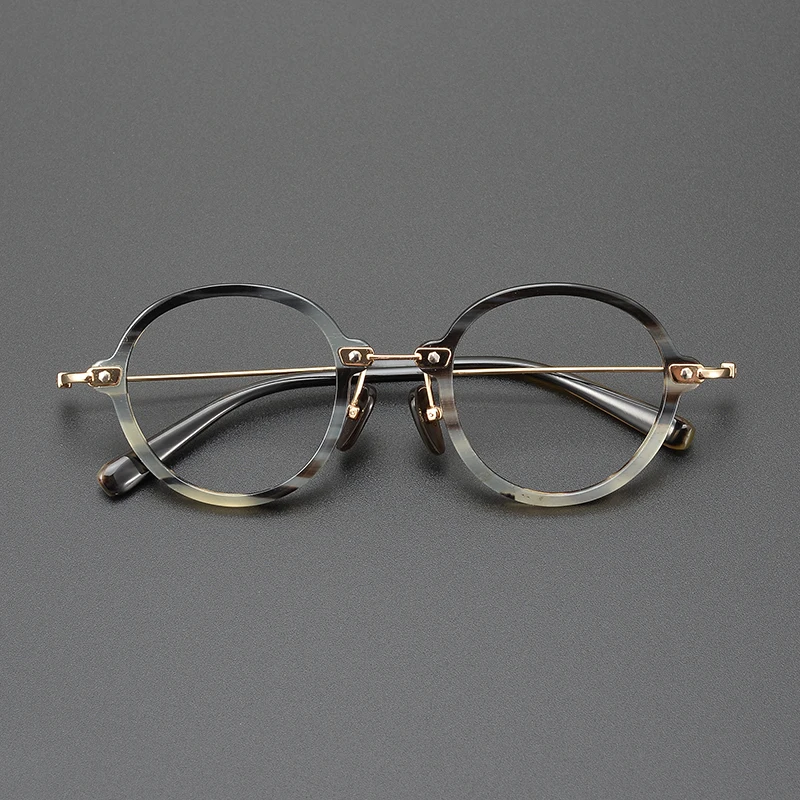 

Оправа для очков из натурального бычьего рога, круглые очки из натурального рога для мужчин, Модные индивидуальные очки, женские очки ручно...