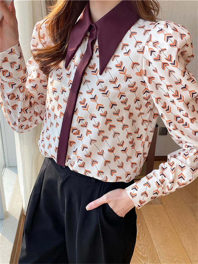 Рубашки в стиле ретро с гонконгским принтом вестерн женские рубашки на весну и