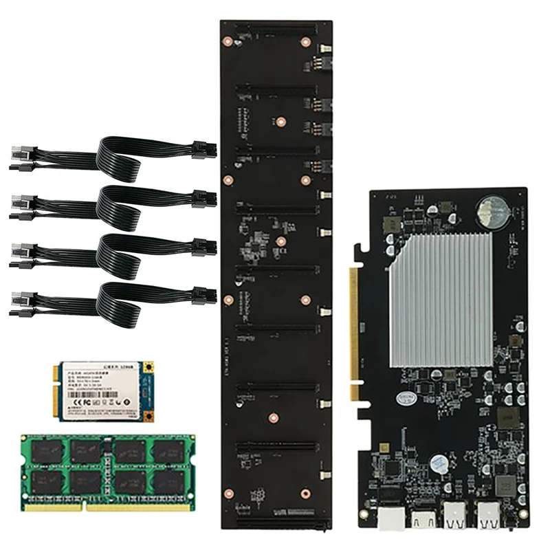 

Семейная материнская плата для майнинга BTC с 128G SSD + 8G DDR3 RAM + 4x6 контактов до 8 контактов шнур питания 7x PCIe графический слот 67 мм DDR3 DIMM
