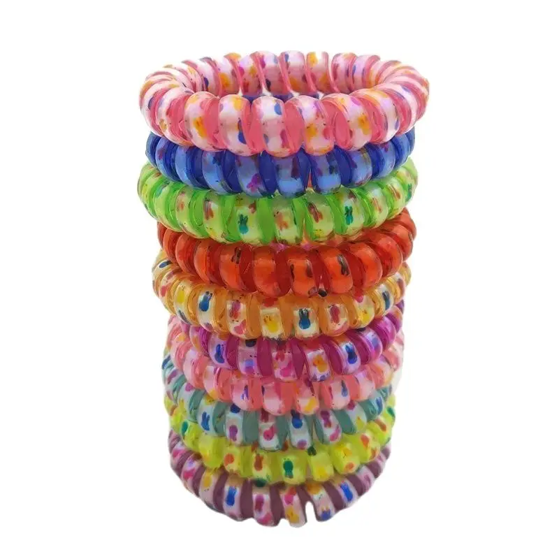 

10Pcs/Lot Size 5CM Rabbit Design Hairwear Telephone Wire Hair Band Rope Accessories Gum Random Color