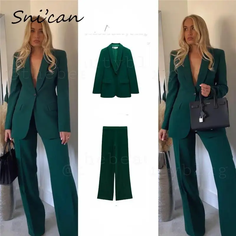 

Dark Green Solid Women Blazer Mujer Single Button Elegant Office Ladies Jacket Coat Fashion Autumn Winter Female Tops 2022 New