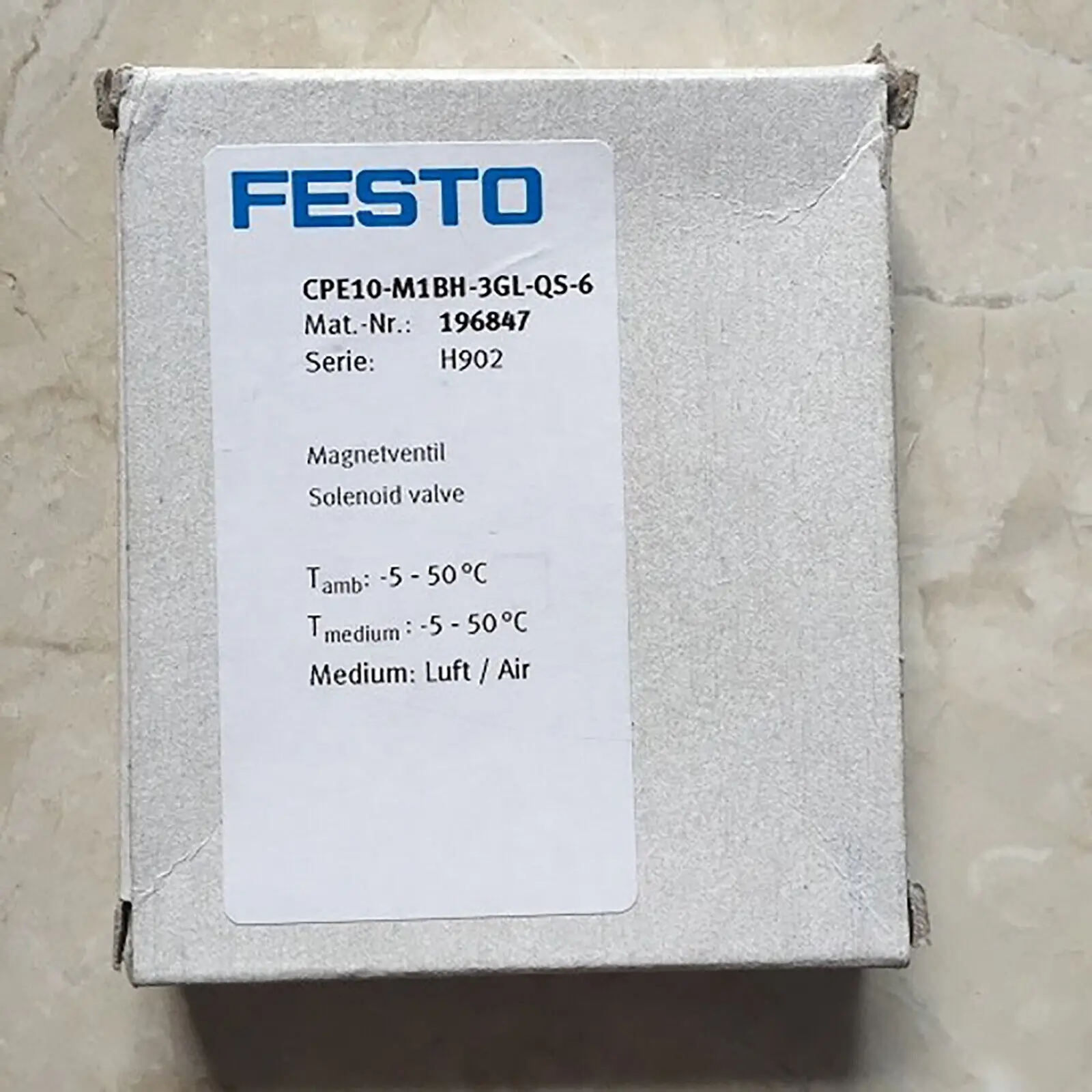 

Новый электромагнитный клапан воздуха FESTO CPE10-M1BH-3GL-QS-6 196847